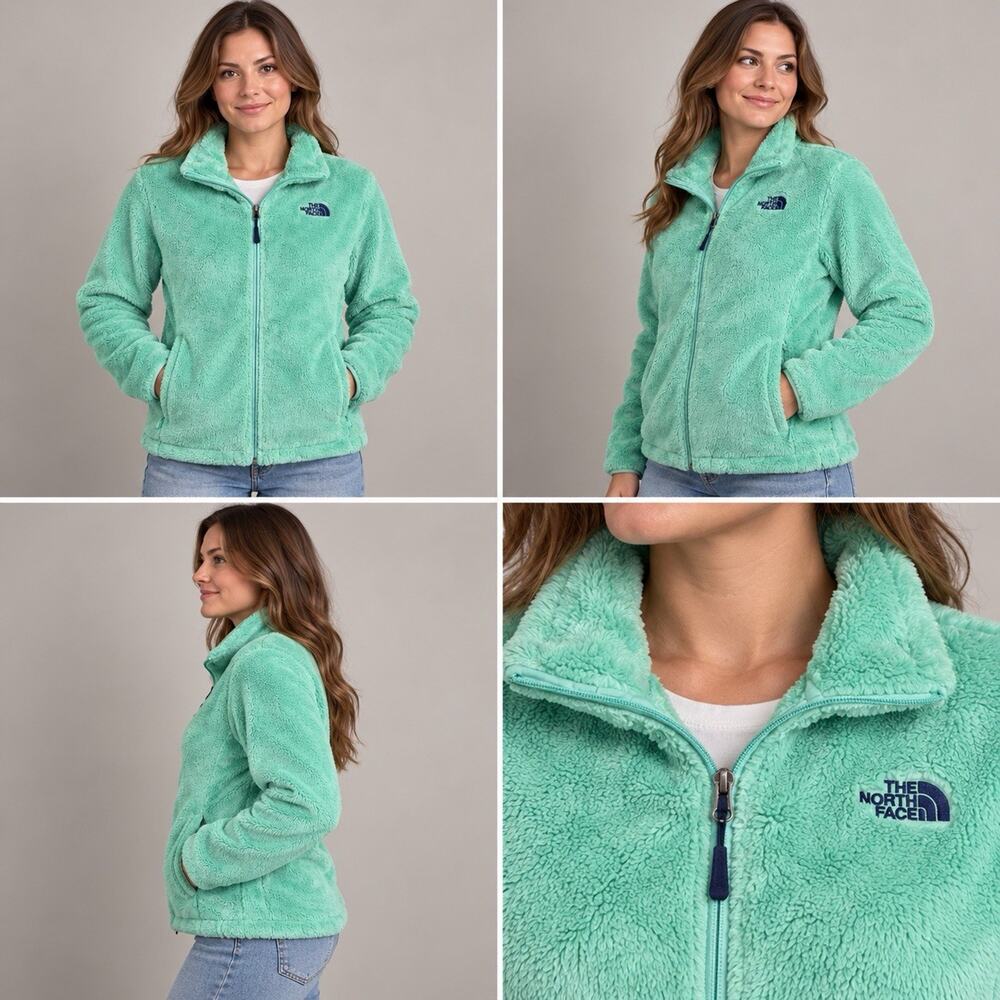 The North Face Fleece Jacket Womens Medium Mint Green Full Zip Plush Soft